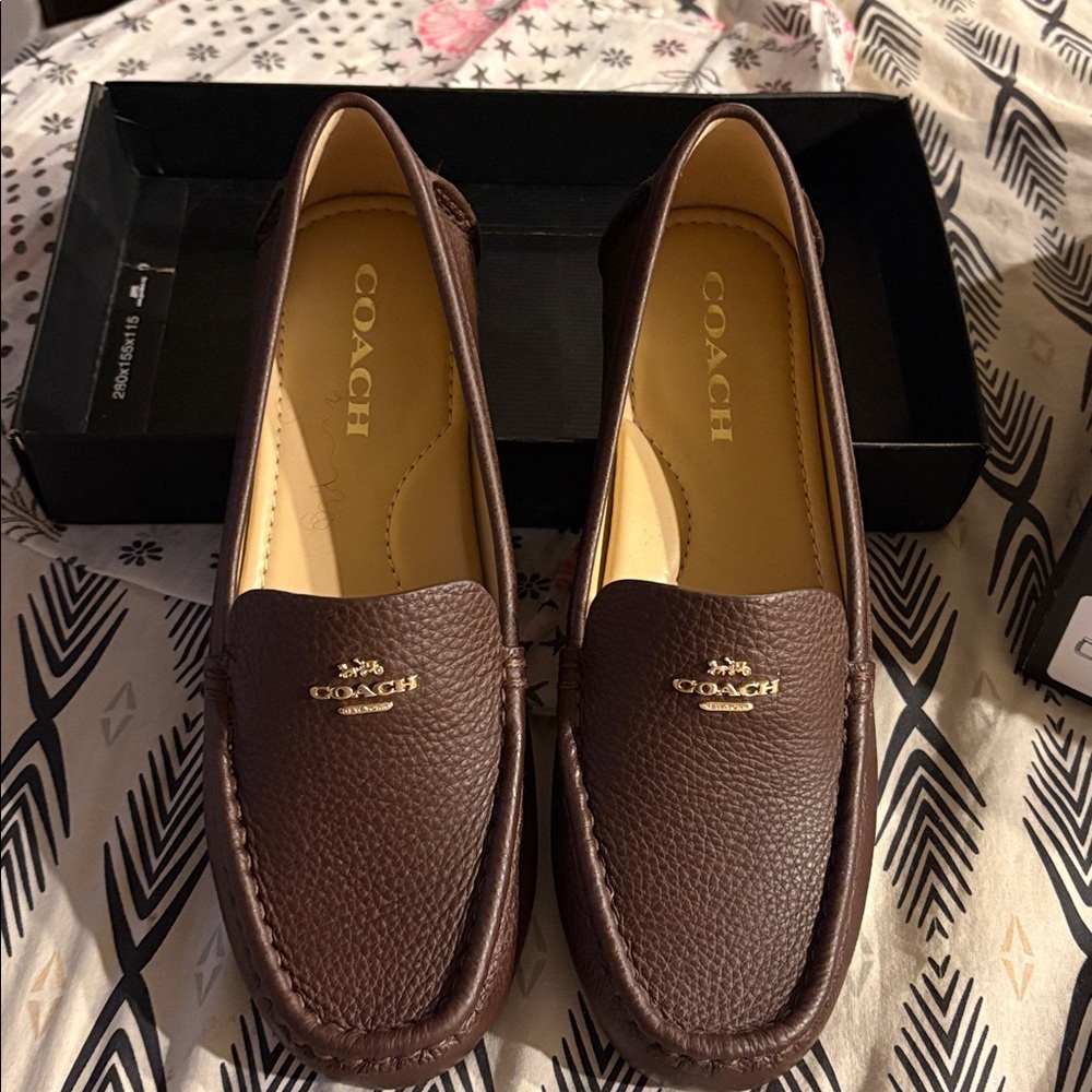 Coach Women’s Dark Brown Leather Slip-On Loafers - Picture 3 of 3
